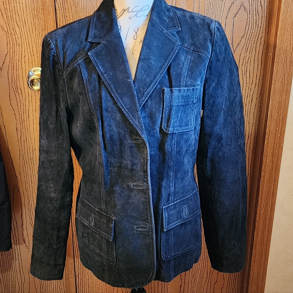 Vintage Style & Co Black Suede Blazer Size Large